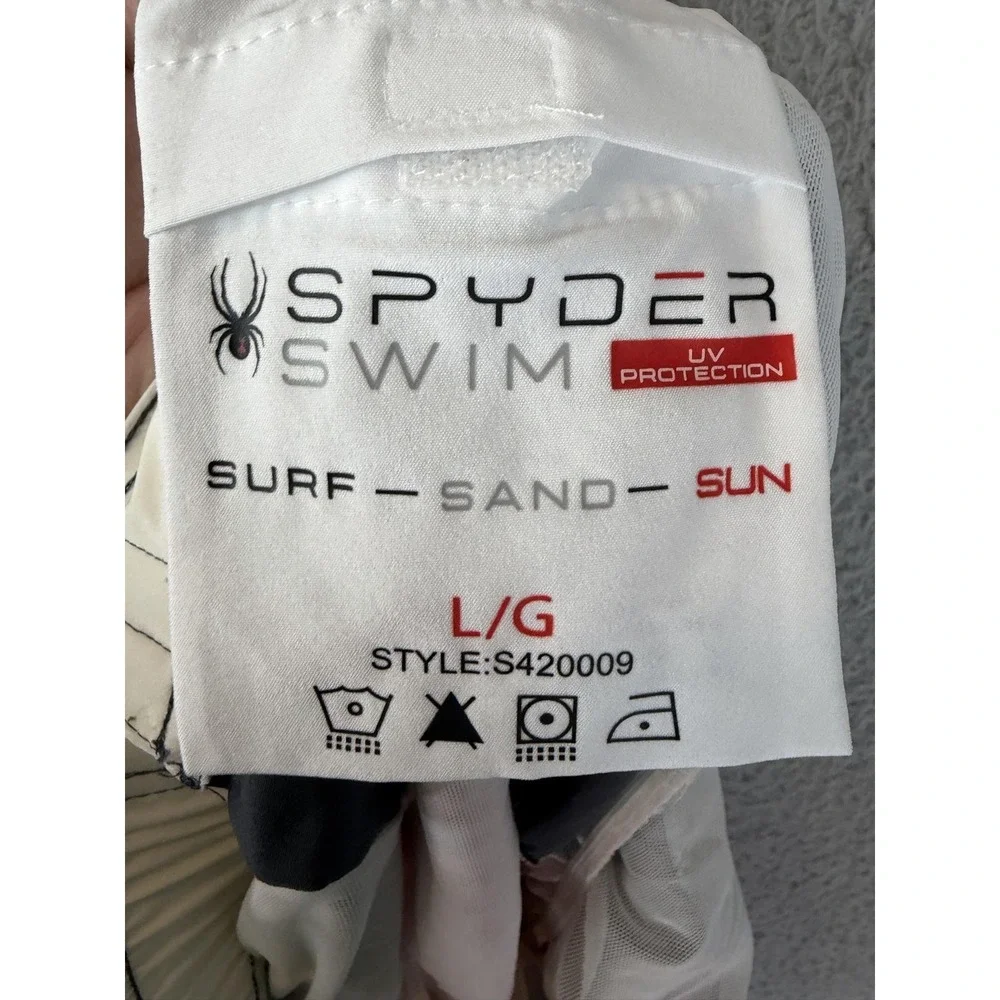 Spyder Swim Trunks Mens Large Red Gray Colorblock UV Quick Dry Stretch Beach New